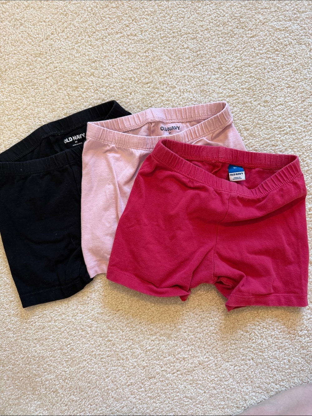 Old Navy Girls' Cotton Stretch Shorts — Black, Light Pink, Raspberry